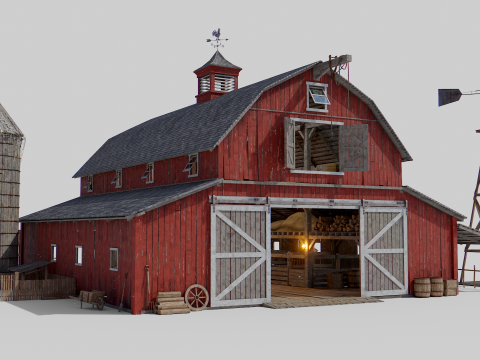 Old Hybrid Barn Collection 3D Model
