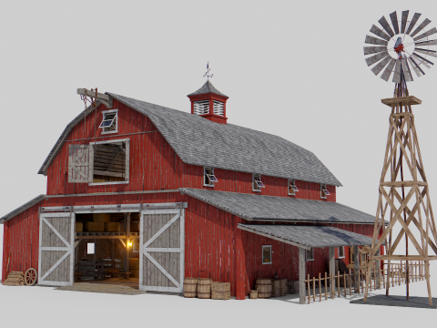 Old Hybrid Barn Collection 3D Модель