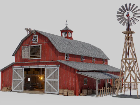 Old Hybrid Barn Collection 3D Model