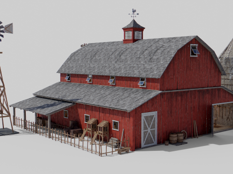 Old Hybrid Barn Collection 3D Модель