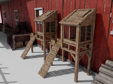 Old Hybrid Barn Collection 3D Модель
