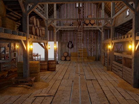 Old Hybrid Barn Collection 3D Модель