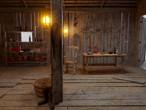 Old Hybrid Barn Collection 3D Model