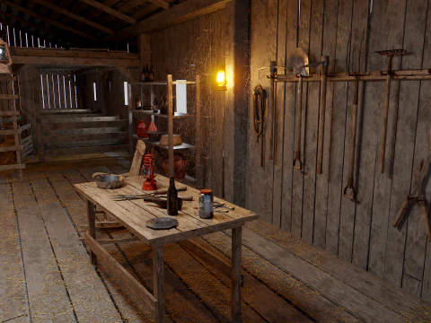 Old Hybrid Barn Collection 3D Model