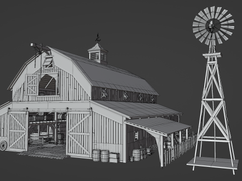 Old Hybrid Barn Collection 3D Модель