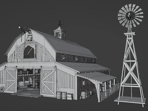 Old Hybrid Barn Collection 3D Model