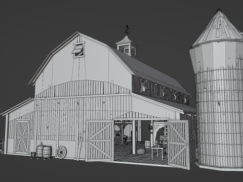 Old Hybrid Barn Collection 3D Модель