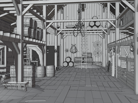 Old Hybrid Barn Collection 3D Модель