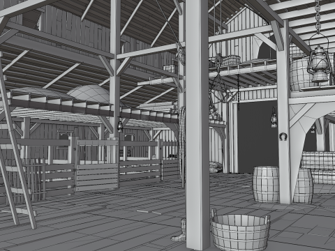 Old Hybrid Barn Collection 3D Модель