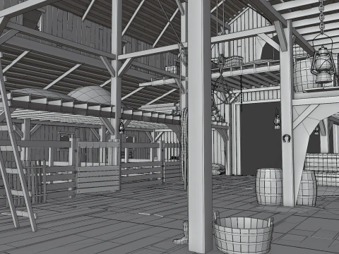 Old Hybrid Barn Collection 3D Model