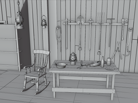 Old Hybrid Barn Collection 3D Модель