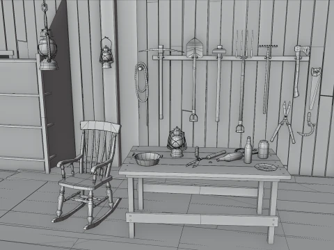Old Hybrid Barn Collection 3D Model