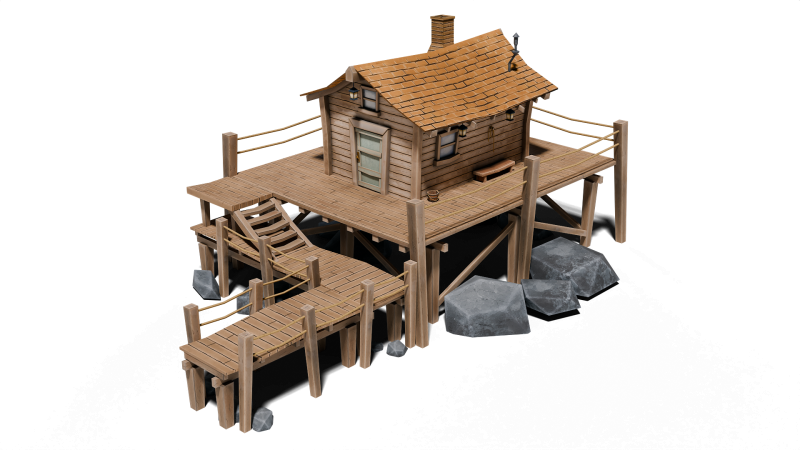 Fishing Shack 3D Model .c4d .max .obj .3ds .fbx .stl .blend 