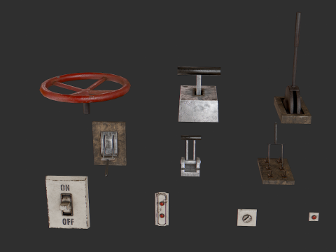 Levers buttons and switches pack 3D-Modell