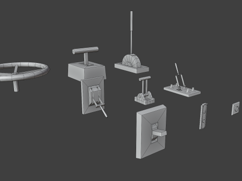 Levers buttons and switches pack 3D-Modell