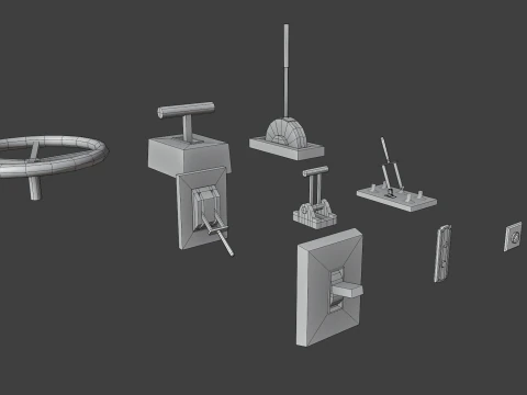 Levers buttons and switches pack 3D Model