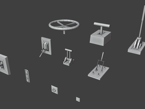 Levers buttons and switches pack 3D-Modell