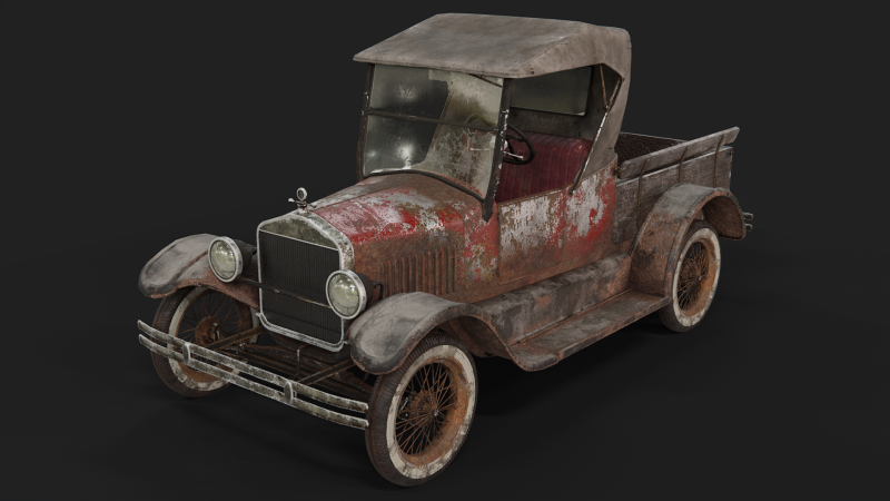 Old Rusted Vintage Pickup Truck 3D Модель .c4d .max .obj .3ds .fbx .stl .blend 