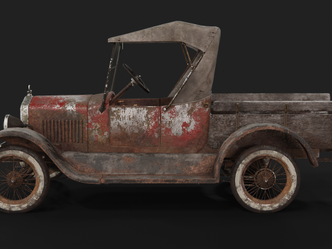 Old Rusted Vintage Pickup Truck 3D Модель