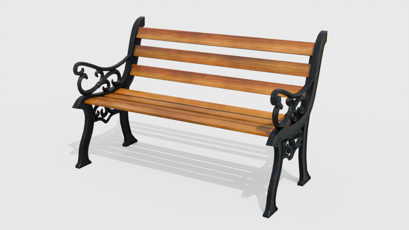 Classic Park Bench 3D Model .c4d .max .obj .3ds .fbx .stl .blend 