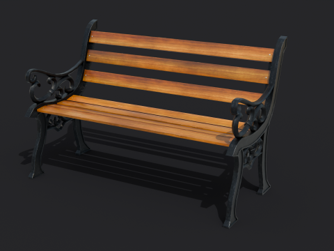 Classic Park Bench 3D Model