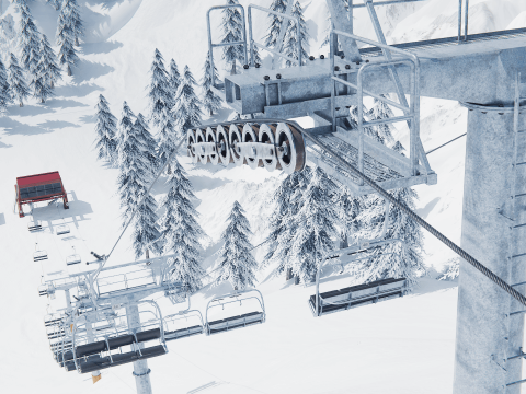 Modular Ski Lift Asset Pack 3D Model