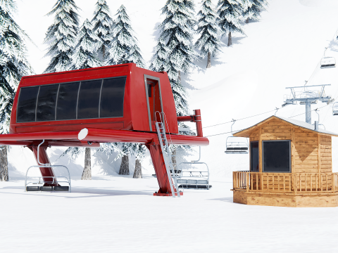 Modular Ski Lift Asset Pack 3D Model