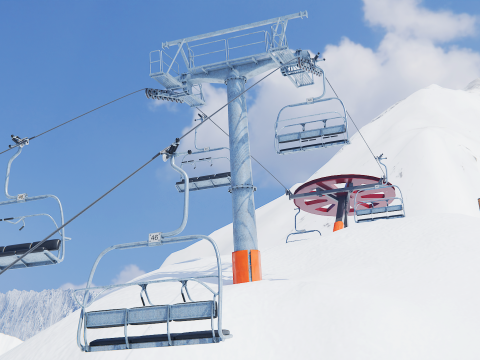 Modular Ski Lift Asset Pack 3D Model