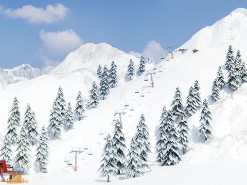 Modular Ski Lift Asset Pack 3D Model