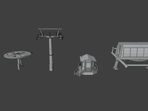 Modular Ski Lift Asset Pack 3D Model