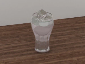 glass of water with drops and ice cubes 3D Model