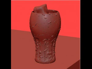 glass of water with drops and ice cubes 3D Model