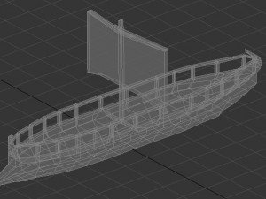 low poly trireme Modelo 3D