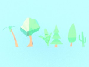 collection of low poly vegetation 3D Model
