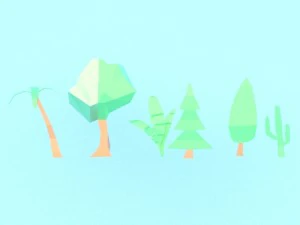 collection of low poly vegetation 3D Model