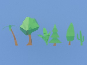 collection of low poly vegetation 3D Model