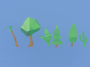 collection of low poly vegetation 3D Model