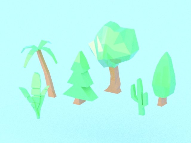 collection of low poly vegetation 3D Model .c4d .max .obj .3ds .fbx .stl .blend 