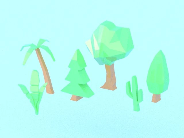 collection of low poly vegetation 3D Model .c4d .max .obj .3ds .fbx .stl .blend 