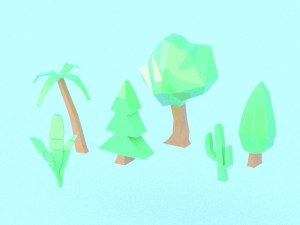 collection of low poly vegetation 3D Model