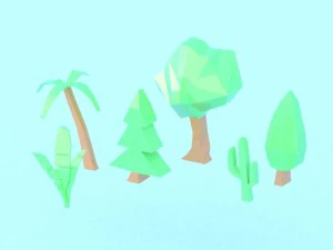 cole&ccedil;&atilde;o de vegeta&ccedil;&atilde;o low poly Modelo 3D
