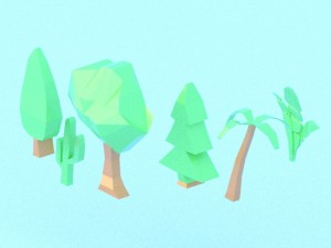 collection of low poly vegetation 3D Model