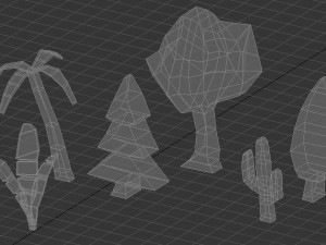 collection of low poly vegetation 3D Model