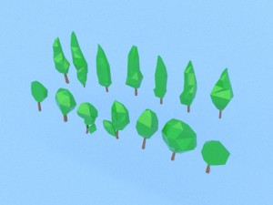 low poly trees collection 3D Model