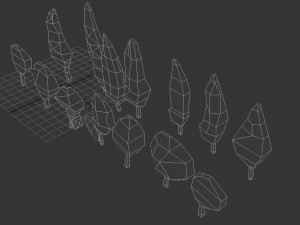 low poly trees collection 3D Model