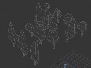 low poly trees collection 3D Model
