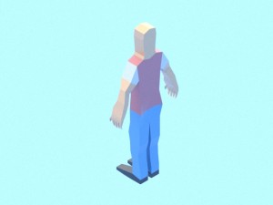 very low poly male human character 3D Model