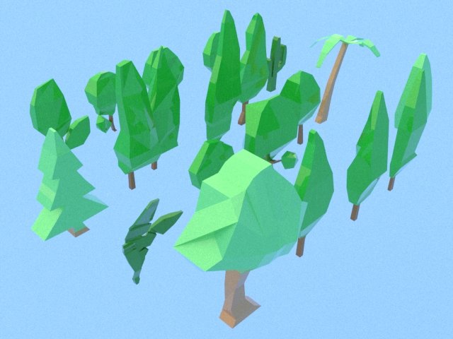 20 low poly trees collection 3D 模型 .c4d .max .obj .3ds .fbx .stl .blend 