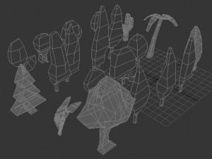 20 low poly trees collection 3D 模型