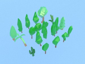 20 low poly trees collection 3D 模型
